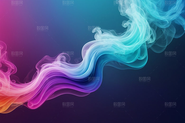 彩色烟雾抽象艺术感背景图