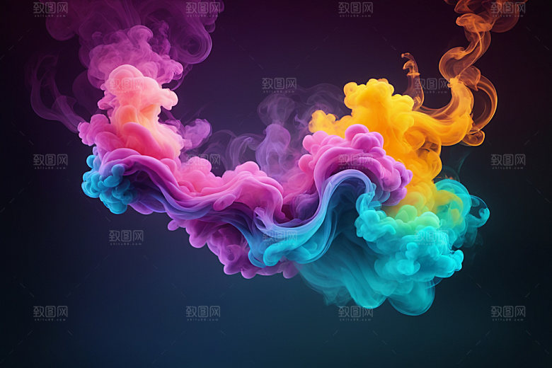 彩色烟雾漂浮抽象背景图