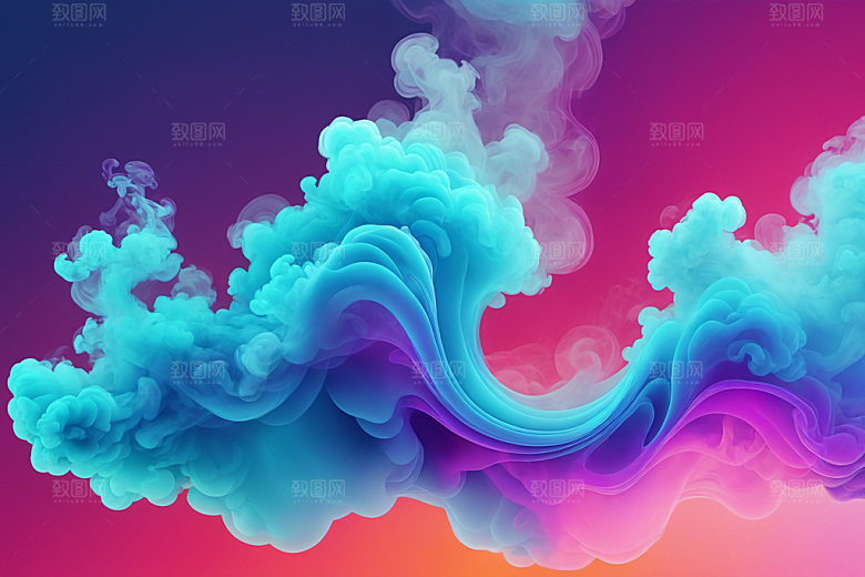 彩色烟雾艺术感漂浮背景图