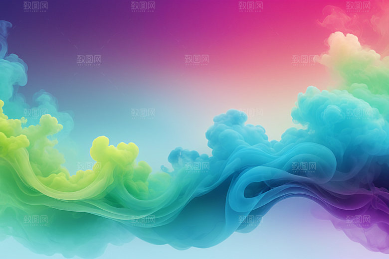 彩色烟雾立体抽象背景图