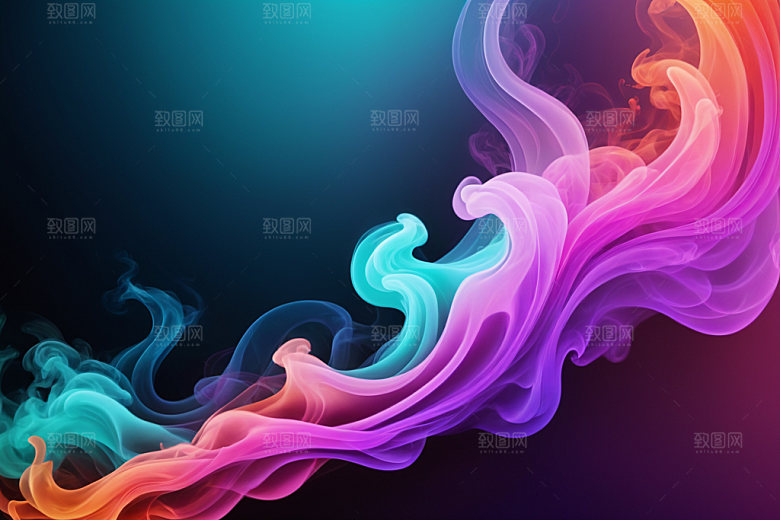 彩色烟雾漂浮抽象背景图