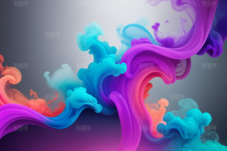彩色烟雾艺术感抽象背景图