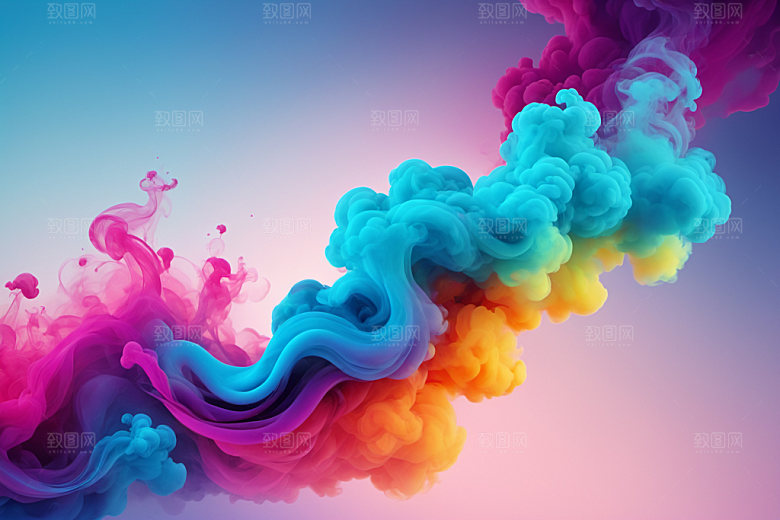 彩色烟雾艺术感立体背景图
