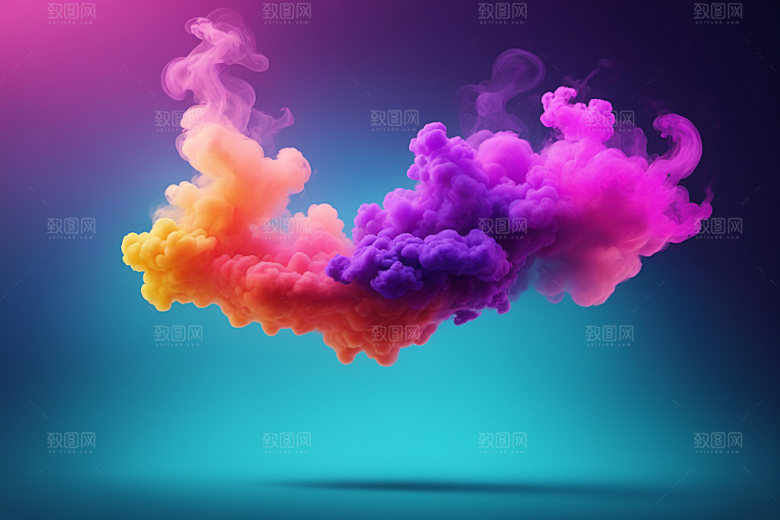 彩色烟雾炫彩艺术感背景图