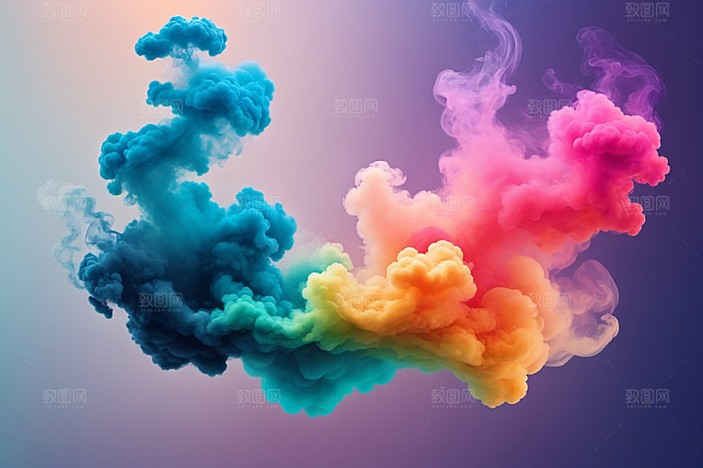 彩色烟雾抽象漂浮背景图