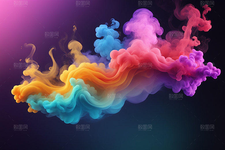 彩色烟雾炫彩漂浮背景图