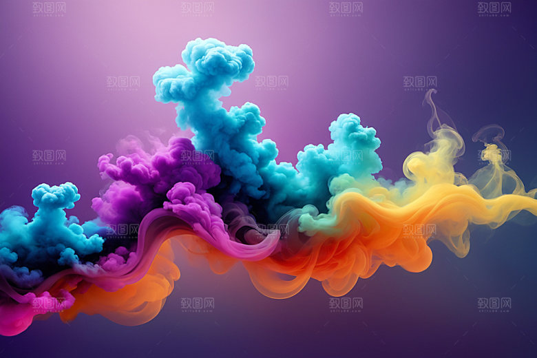 彩色烟雾艺术感立体背景图