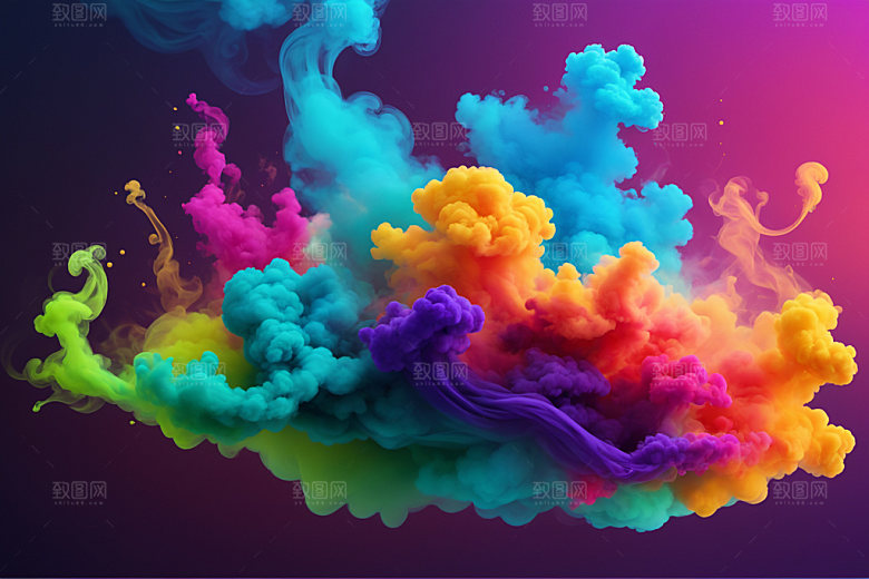 彩色烟雾艺术感立体背景图