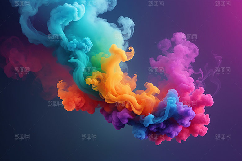 彩色烟雾艺术感漂浮背景图