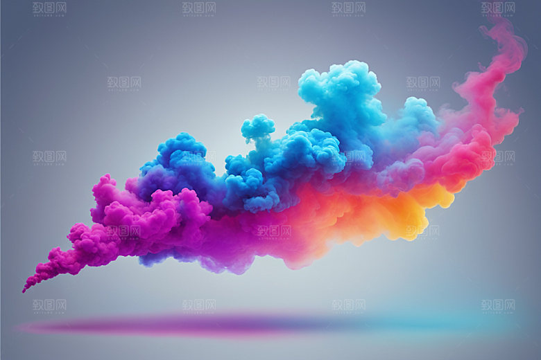 彩色烟雾立体漂浮背景图