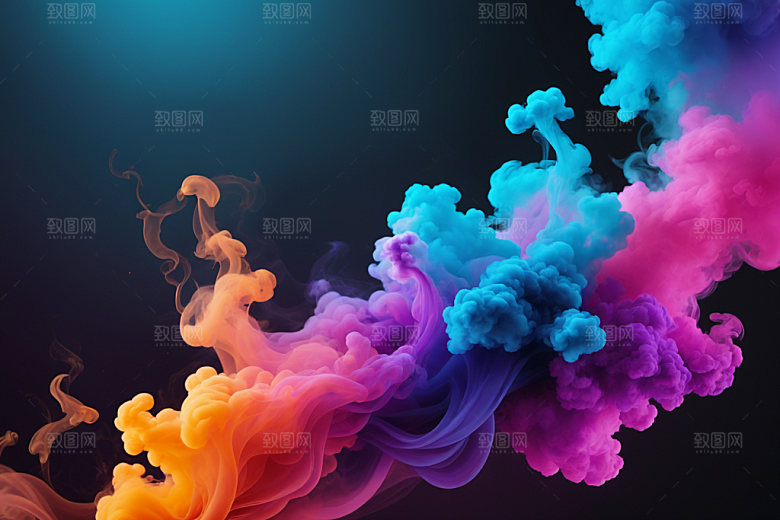 彩色烟雾质感立体背景图