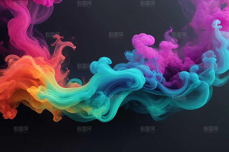 彩色烟雾漂浮立体背景图