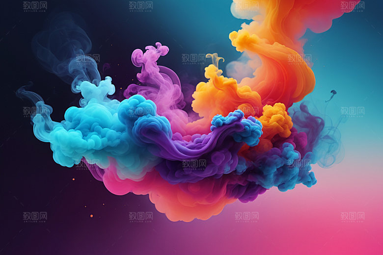 彩色烟雾抽象漂浮背景图