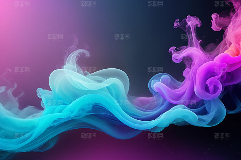 彩色烟雾立体艺术感背景图