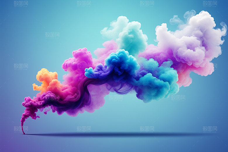 彩色烟雾立体抽象背景图