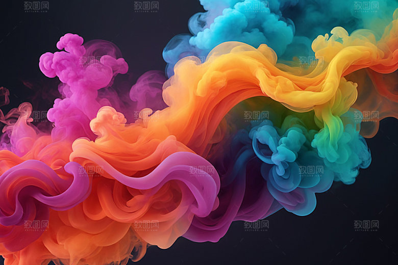 彩色烟雾漂浮质感背景图