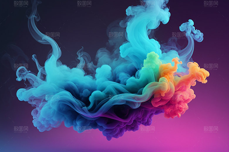 彩色烟雾炫彩艺术感背景图