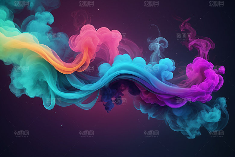彩色烟雾抽象艺术感背景图