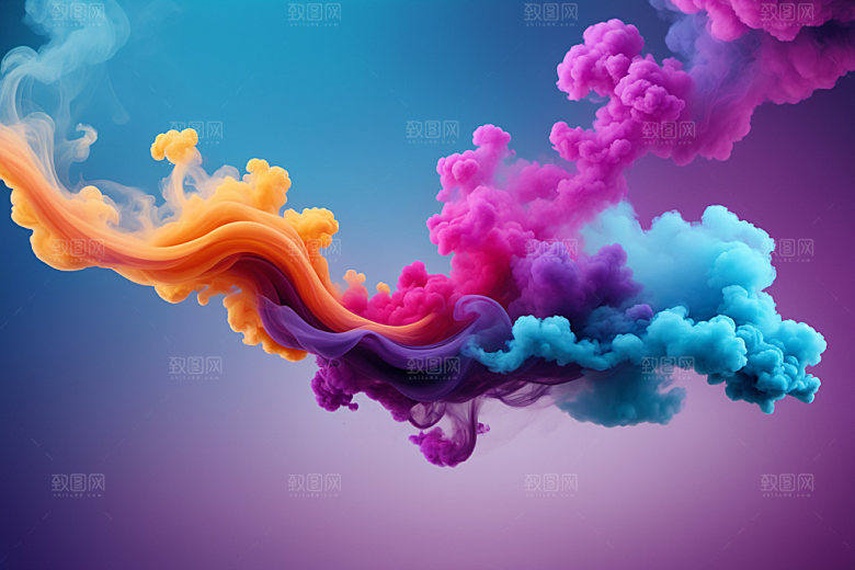 彩色烟雾抽象艺术感背景图