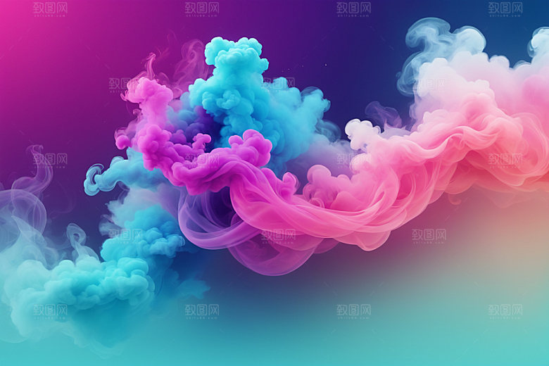 彩色烟雾漂浮艺术感背景图