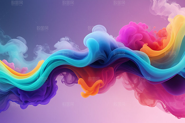 彩色烟雾漂浮立体背景图