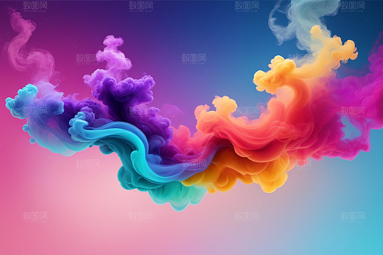 彩色烟雾高清漂浮背景图