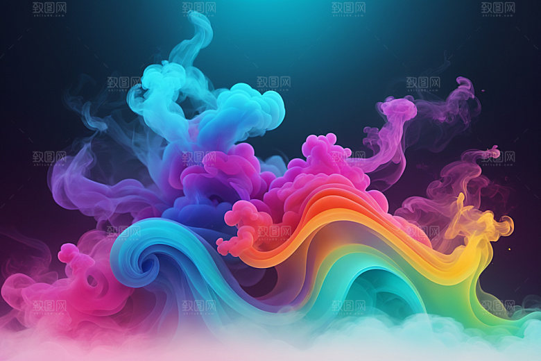 彩色烟雾炫彩质感背景图
