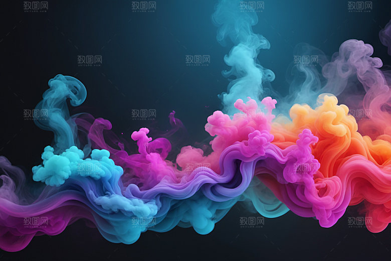彩色烟雾抽象艺术感背景图