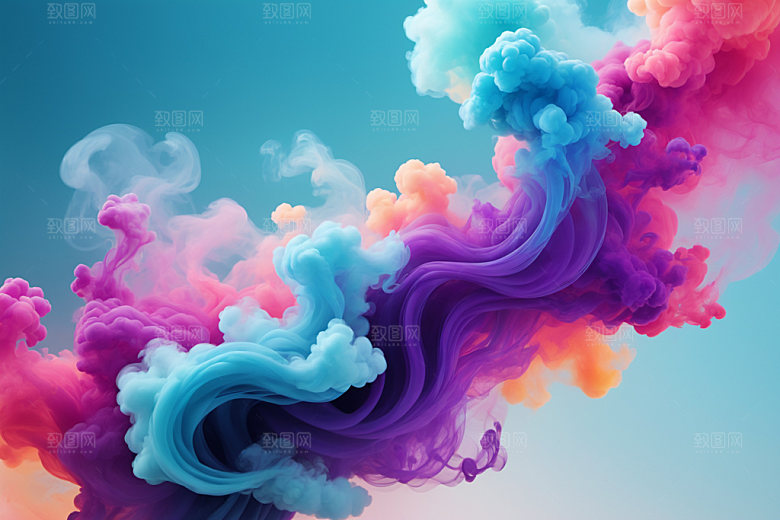 彩色烟雾漂浮艺术感背景图