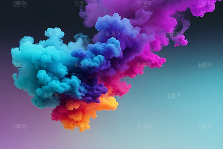 彩色烟雾质感漂浮背景图