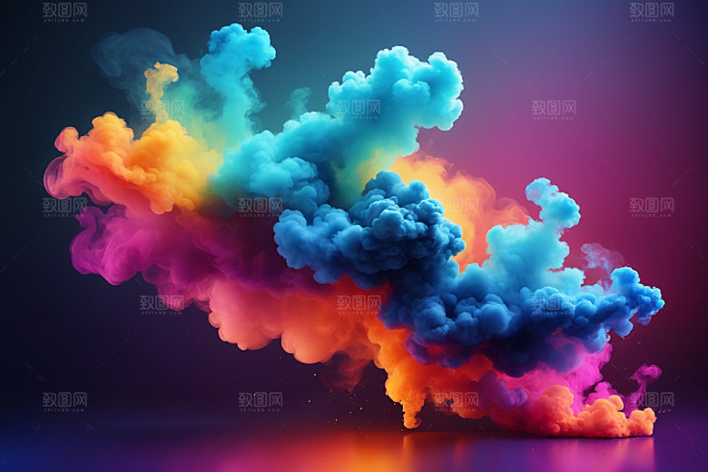 彩色烟雾抽象质感背景图