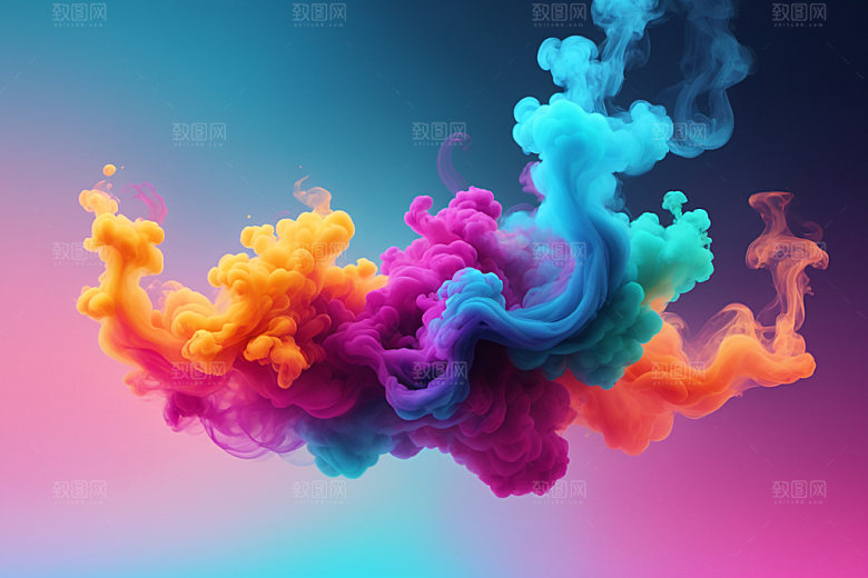 彩色烟雾高清抽象背景图