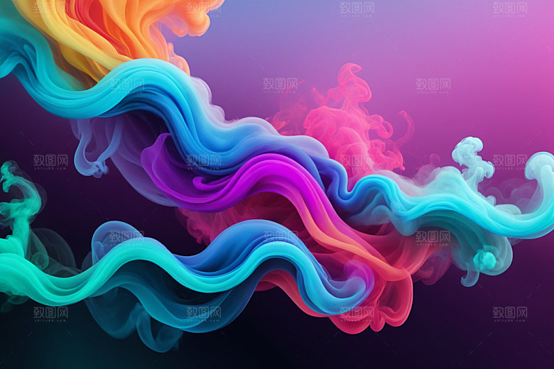 彩色烟雾炫彩漂浮背景图
