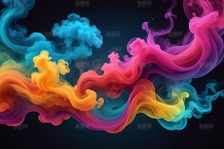 彩色烟雾炫彩漂浮背景图