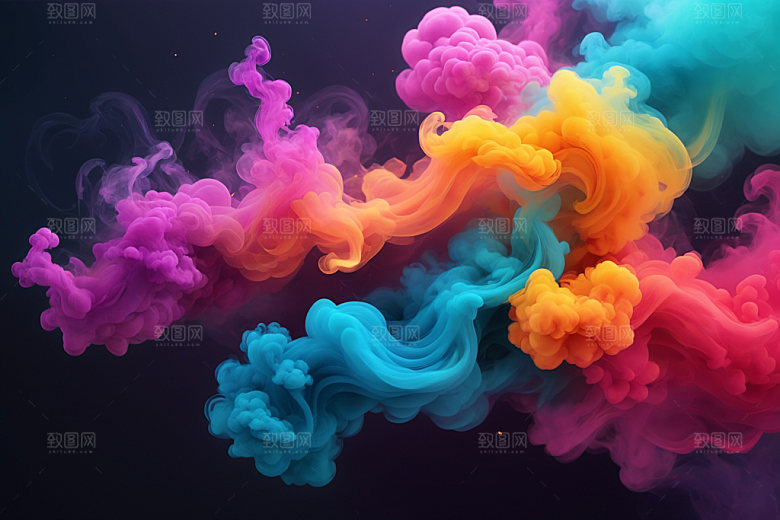 彩色烟雾漂浮质感背景图