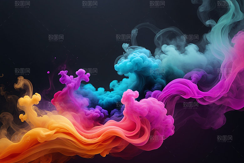 彩色烟雾艺术感炫彩背景图