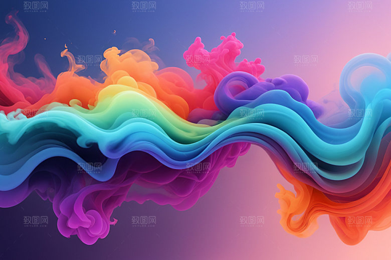 彩色烟雾漂浮炫彩背景图