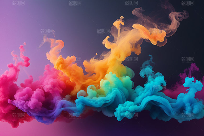 彩色烟雾立体质感背景图