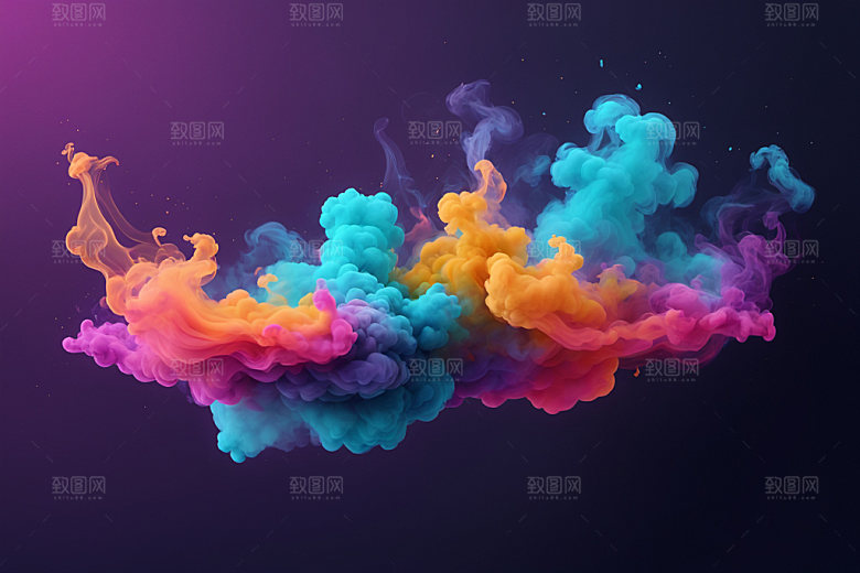 彩色烟雾漂浮立体背景图