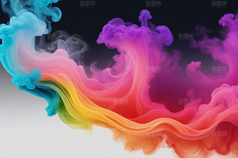 彩色烟雾漂浮立体背景图