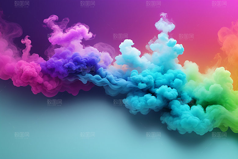 彩色烟雾艺术感漂浮背景图