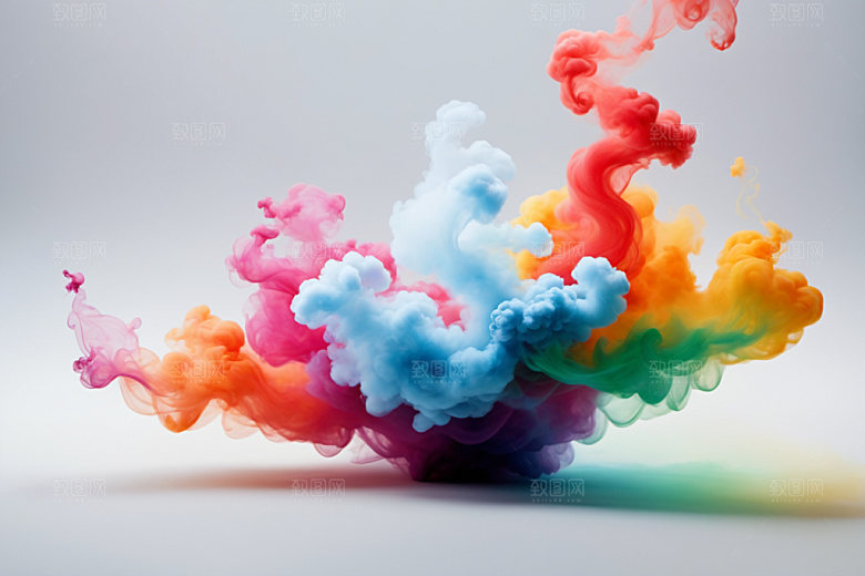 彩色烟雾抽象立体背景图