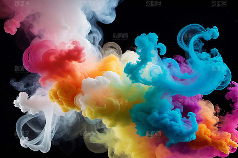 彩色烟雾立体炫彩背景图