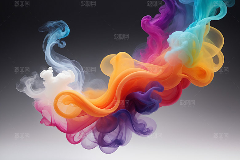 彩色烟雾漂浮艺术感背景图