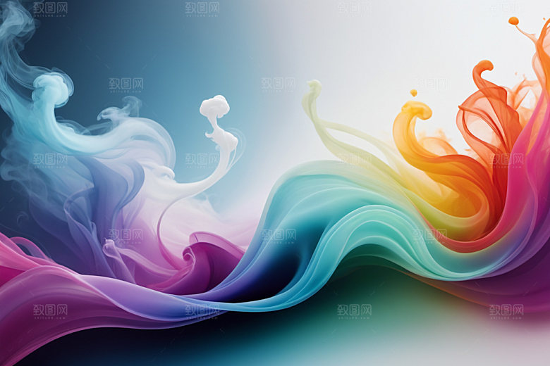 彩色烟雾抽象立体背景图