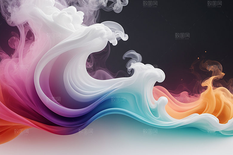 彩色烟雾抽象立体背景图