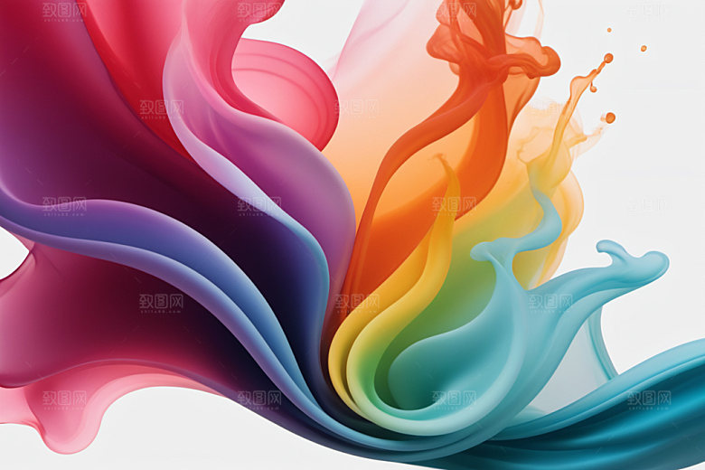 彩色烟雾立体艺术感背景图