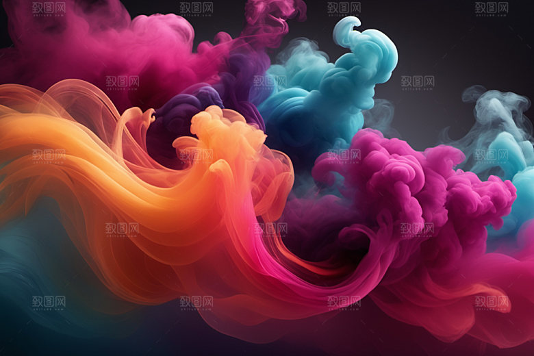 彩色烟雾立体艺术感背景图