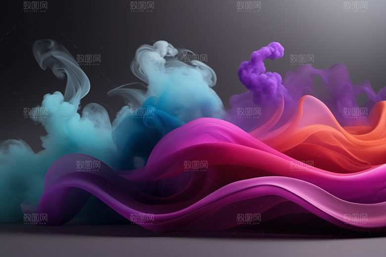 彩色烟雾质感漂浮背景图