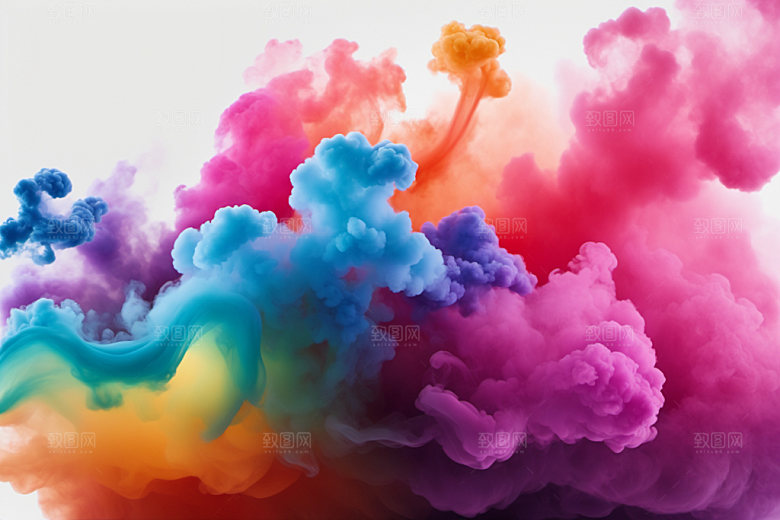 彩色烟雾立体炫彩背景图